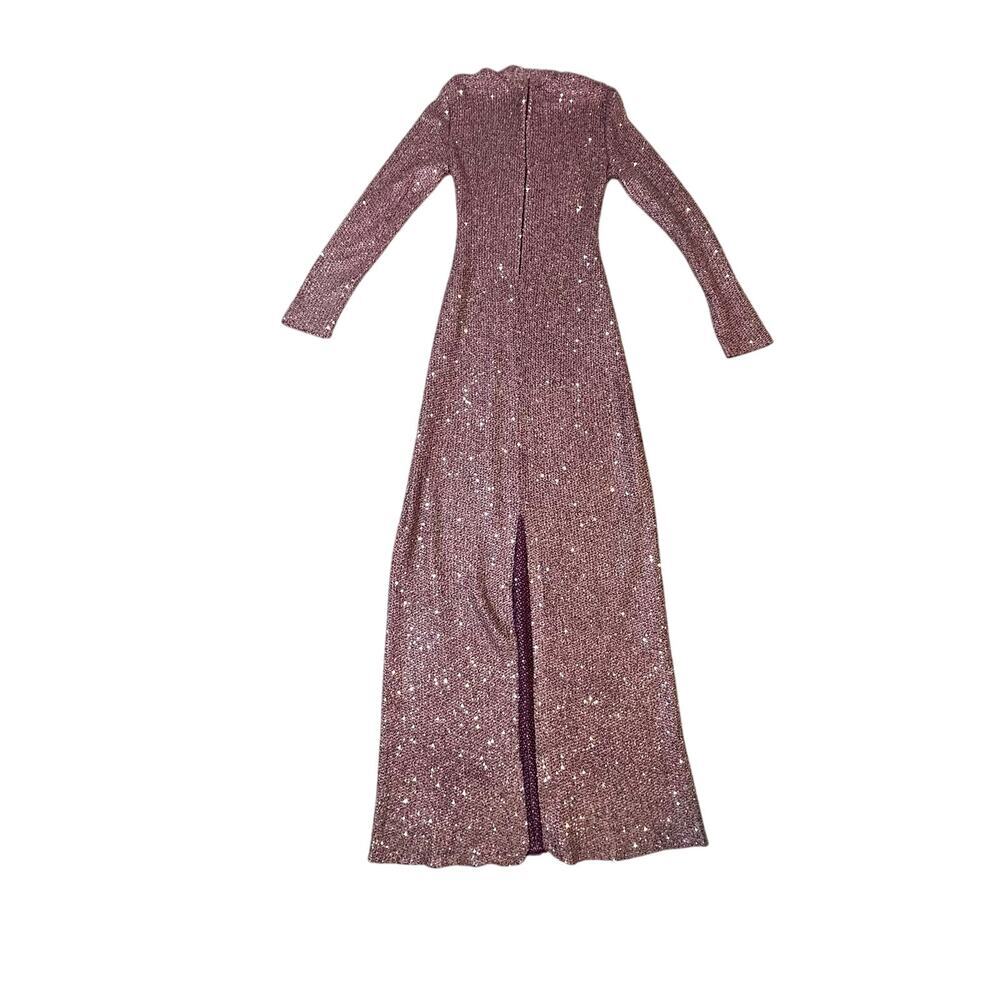 St. John pink sequins long sleeve mock neck stretch bodycon knit gown sz 14 - Picture 7 of 16